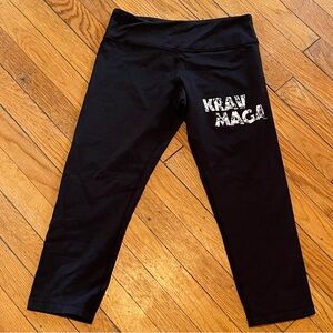VENUS Black Capri Leggings with White KRAV MAGA Graphic